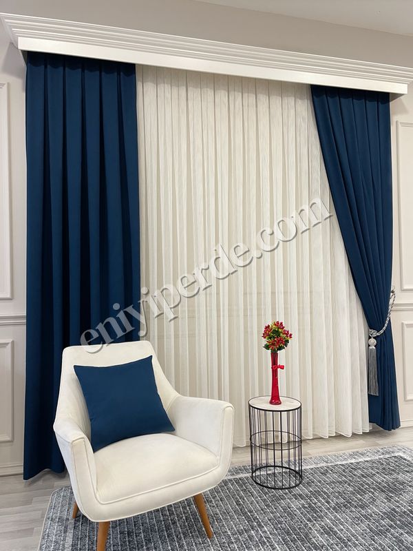 (lacivert) LACİVERT Renk 1/3 SIK PİLE Petek Dokuma Yumuşak Yapılı Panama Fon Perde Fiyatları, Özellikleri ve Yorumları - 5