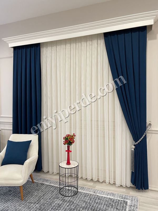 (lacivert) LACİVERT Renk 1/3 SIK PİLE Petek Dokuma Yumuşak Yapılı Panama Fon Perde Fiyatları, Özellikleri ve Yorumları - 6