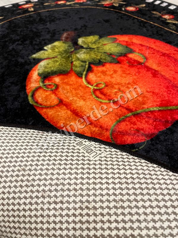 (siyah) Balkabağı Desen Bordürlü Oval Mutfak Halısı Fiyatları, Özellikleri ve Yorumları - 6