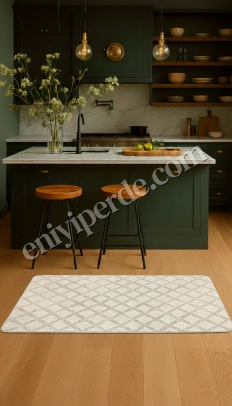 (bej) Baklava Desenli Bej Renk Kaymaz Taban Mutfak Halısı Fiyatları, Özellikleri ve Yorumları - 2