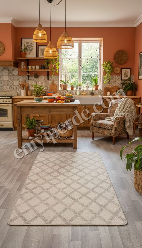 (bej) Baklava Desenli Bej Renk Kaymaz Taban Mutfak Halısı Fiyatları, Özellikleri ve Yorumları - 3
