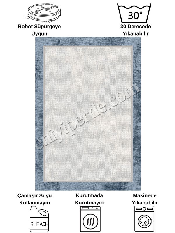 (gri-1) GRİ-KOYU MAVİ Jüt Sisal Görünüm Bordürlü Kaymaz Taban Yolluk Mutfak Halı Fiyatları, Özellikleri ve Yorumları - 7