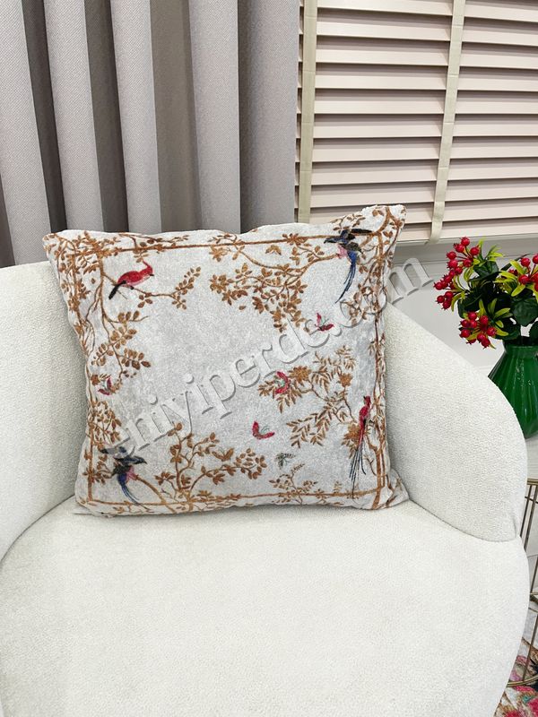 (gri-tekli) GRİ- Nakış İşleme Görünümlü Kuşlu Kırlent Fiyatları, Özellikleri ve Yorumları - 2