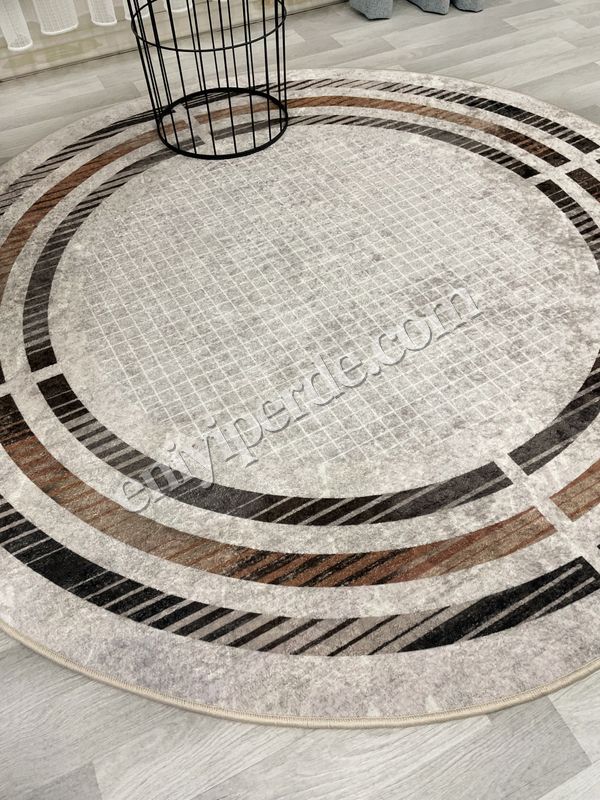 (duz-renk) BEJ Renk Çizgi Desenli Kaymaz Taban Çerçeveli Halı Fiyatları, Özellikleri ve Yorumları - 4