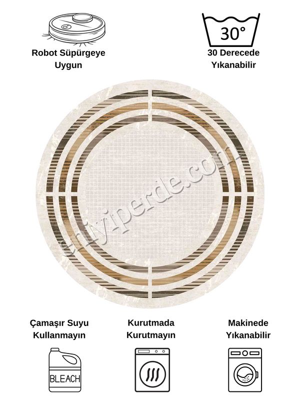 (duz-renk) BEJ Renk Çizgi Desenli Kaymaz Taban Çerçeveli Halı Fiyatları, Özellikleri ve Yorumları - 6