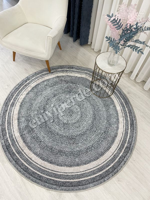 (griyuvarlak) Hasır Jüt Görünümlü Lateks Kaymaz Taban Halı Fiyatları, Özellikleri ve Yorumları - 4