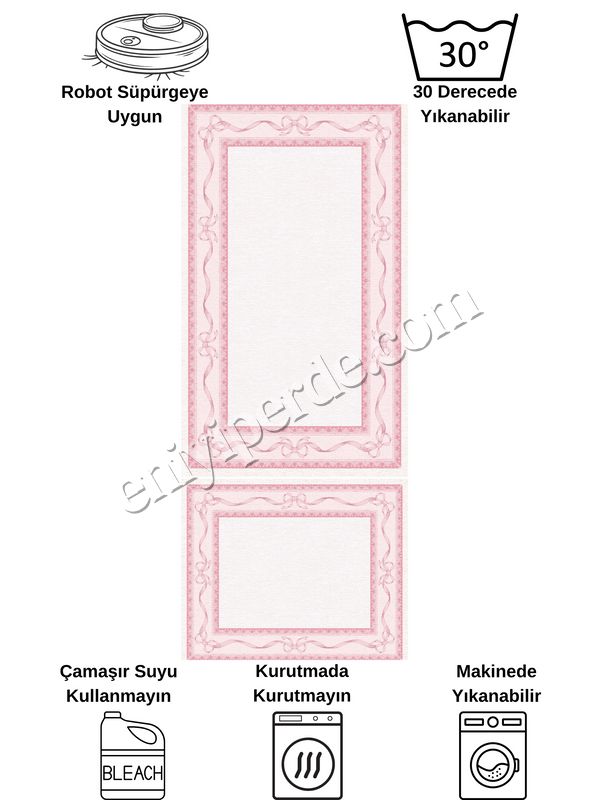 (ekru) 2'li Fiyonklu Bordürlü  Lateks Taban Banyo Paspası (60x100-60x50) Fiyatları, Özellikleri ve Yorumları - 5
