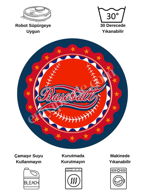 (kirmizi) Baseball Lateks Taban Kırmızı-Lacivert Renk Çocuk-Genç Odası Halısı Fiyatları, Özellikleri ve Yorumları - 6