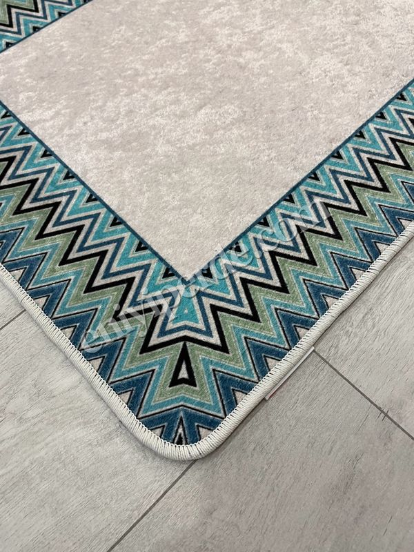(mint-yesili) Mint Yeşil - Zigzag Desenli Deri Taban 2 li Banyo Paspas (60x100 - 60x50) Fiyatları, Özellikleri ve Yorumları - 4