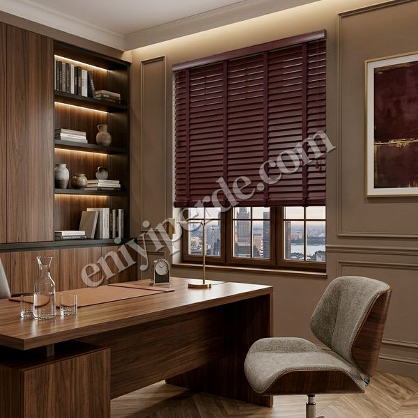 (kahverengi-1) Kızıl Kahve %100 Orijinal Ahşap Jaluzi Perde 50 Mm Ofis Modern Ve Tüm Mekanlar Için Fiyatları, Özellikleri ve Yorumları - 3