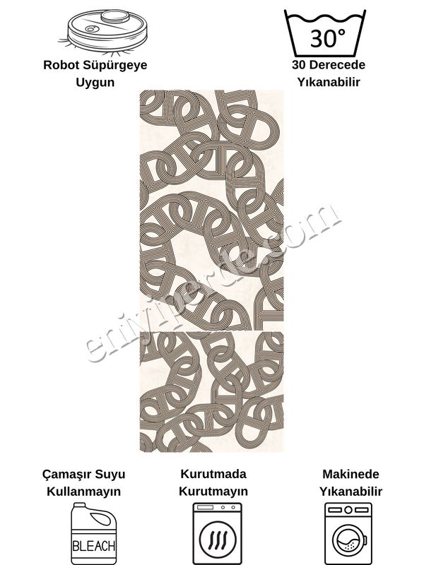 (bej) Zincir Desenli Lateks Taban 2'li Banyo Paspası (60x100-60x50) Fiyatları, Özellikleri ve Yorumları - 5