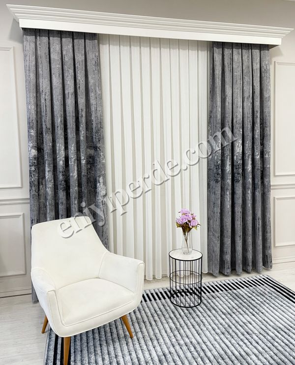 (gri) GRİ Eskitme Desen 1/3 Sık Pile Yumuşak Dokulu Fon Perde Fiyatları, Özellikleri ve Yorumları - 2