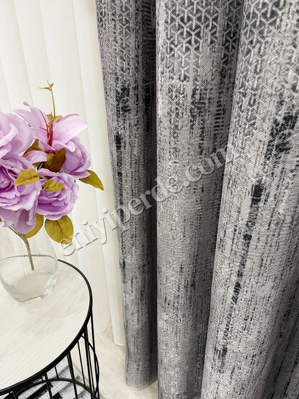 (gri) GRİ Eskitme Desen 1/3 Sık Pile Yumuşak Dokulu Fon Perde Fiyatları, Özellikleri ve Yorumları - 4