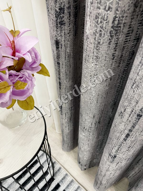 (gri) GRİ Eskitme Desen 1/3 Sık Pile Yumuşak Dokulu Fon Perde Fiyatları, Özellikleri ve Yorumları - 5