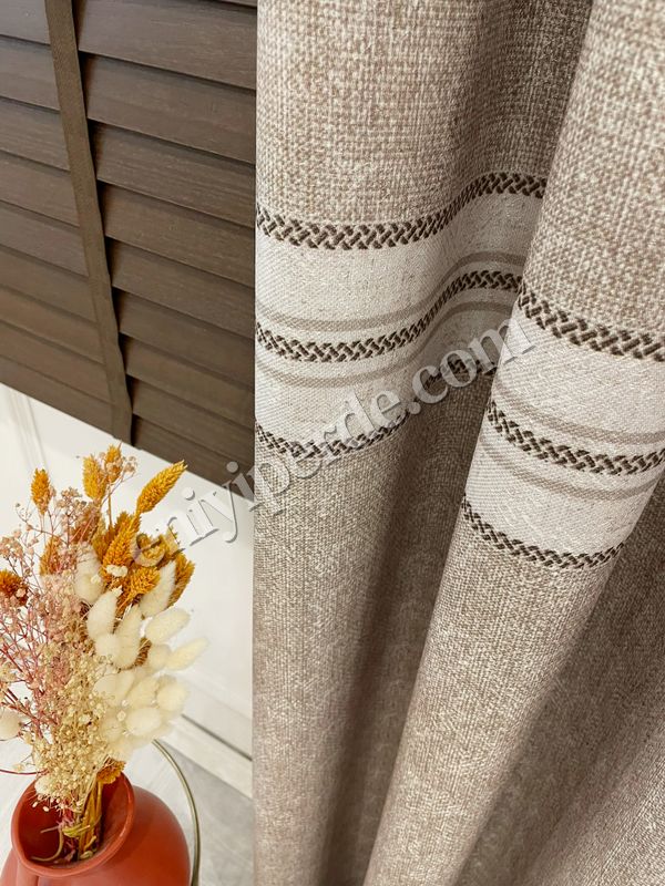 (bej) BEJ- Bordür Geçişli 1/3 Sık Pile Yumuşak Dokulu Fon perde Fiyatları, Özellikleri ve Yorumları - 4