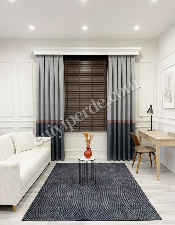 (kahve-gri) GRİ-KAHVE 1/3 Sık Pile Yumuşak Dokulu Fon perde Fiyatları, Özellikleri ve Yorumları - 3