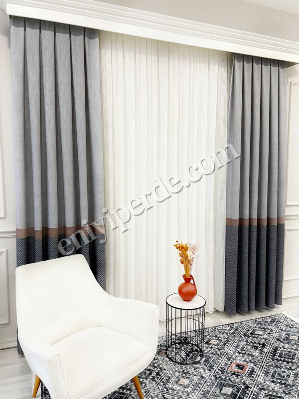 (kahve-gri) GRİ-KAHVE 1/3 Sık Pile Yumuşak Dokulu Fon perde Fiyatları, Özellikleri ve Yorumları - 4