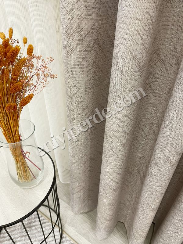 (bej) BEJ-Eskitme Desen 1/3 Sık Pile Yumuşak Dokulu Fon perde Fiyatları, Özellikleri ve Yorumları - 4