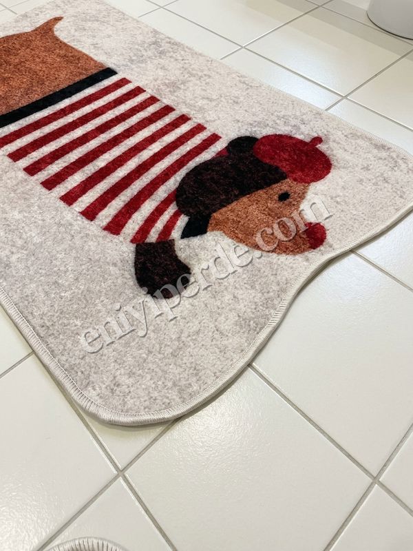 (bej) Köpek Desenli 2'li Lateks Taban Banyo Paspası (60x100-60x50) Fiyatları, Özellikleri ve Yorumları - 3