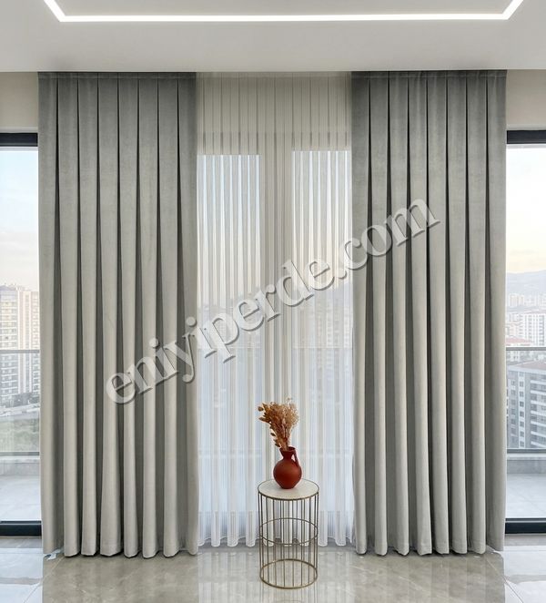 (ekru) Dikey Çizgili Zincir Desen Kırık Beyaz 1/3 Sık Pile Tül Perde Fiyatları, Özellikleri ve Yorumları - 2