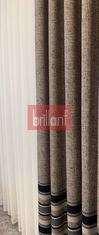 (Açık Kahve) Country Collection 1/2,50 Pile Natural Keten Fon Perde - 2