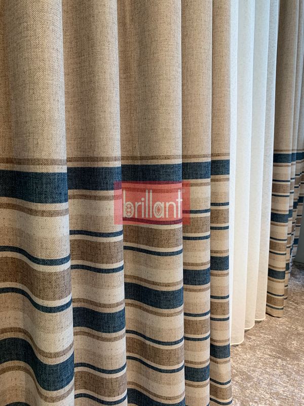 (bej) Country Collection 1/2,50 Pile Natural Keten Fon Perde - 2