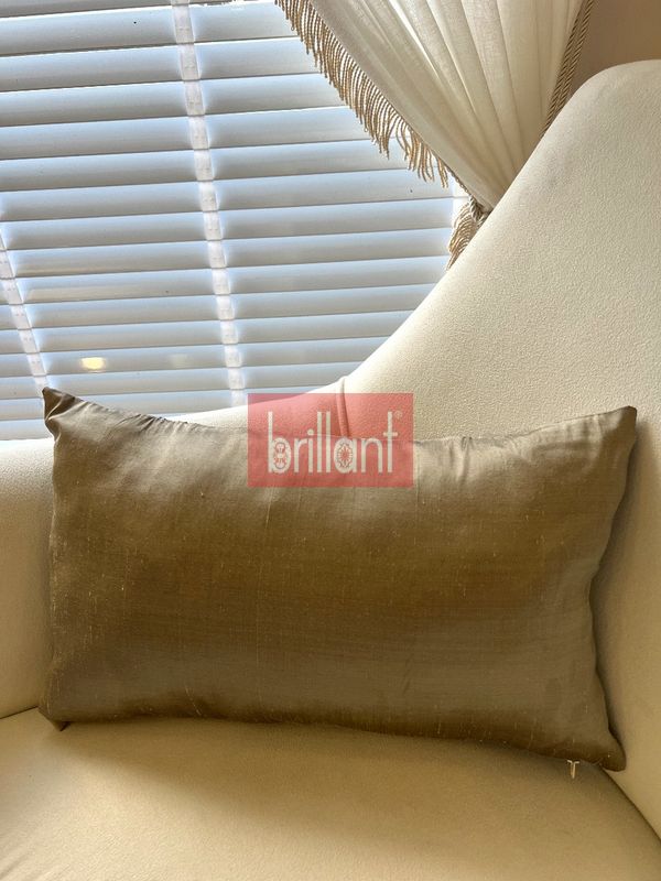 (yesil) %100 İthal İpek (Silk) Kırlent Yastık Kılıfı Kordonlu (30X50) - 2