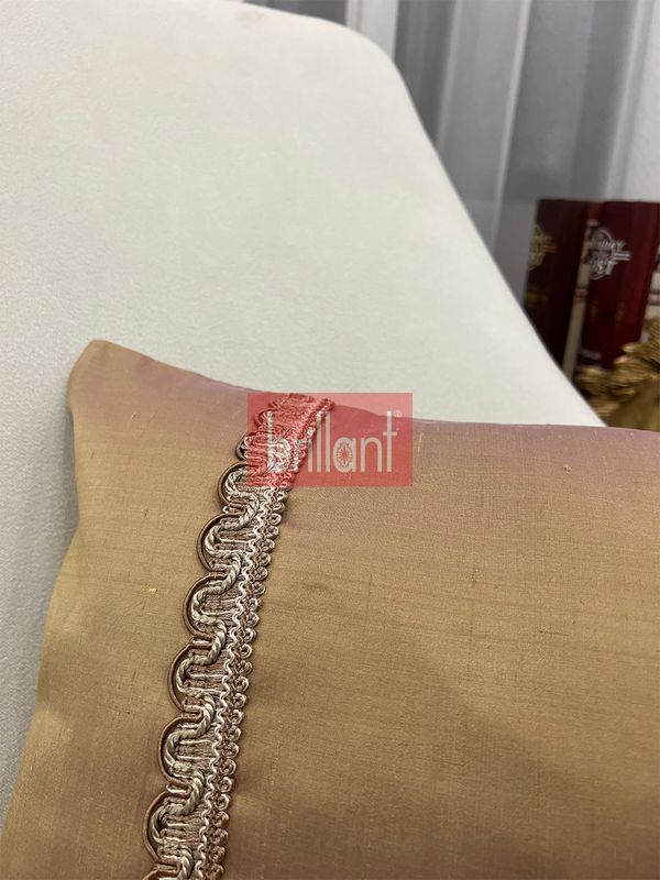 (saman-sarisi) %100 İthal İpek (Silk) Kırlent Yastık Kılıfı Kordonlu (30X50) - 2