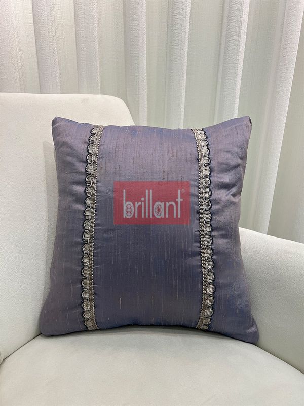 (bebek-mavisi) %100 İthal İpek (Silk) Kırlent Yastık Kılıfı Kordonlu - 2