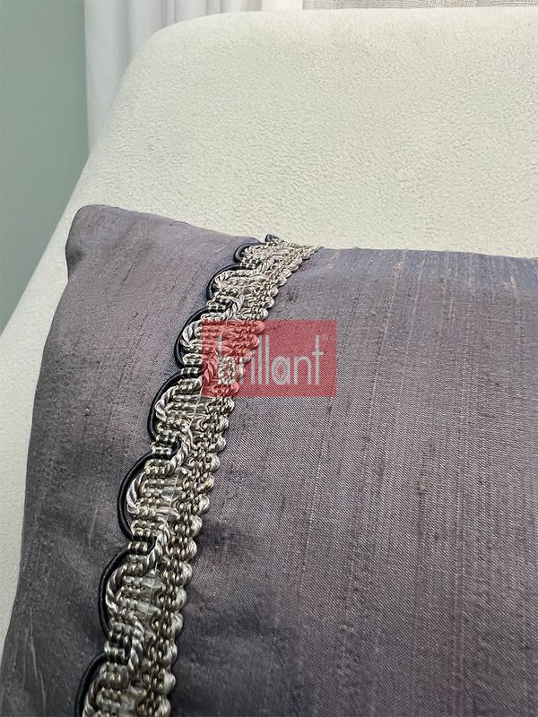 (bebek-mavisi) %100 İthal İpek (Silk) Kırlent Yastık Kılıfı Kordonlu - 3