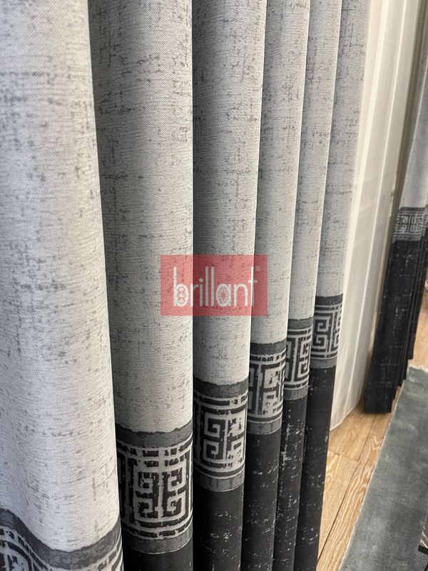 (gri) Blackout Karartma Zemin Baskılı Eskitme Desen 1/2,50 Pile Fon Perde - Siyah Gri - 3