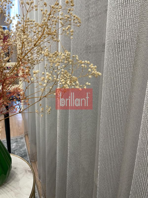 (gri) Modern Çizgili  1/2.5 Normal Pile - GRİ Renk Tül Perde - 1