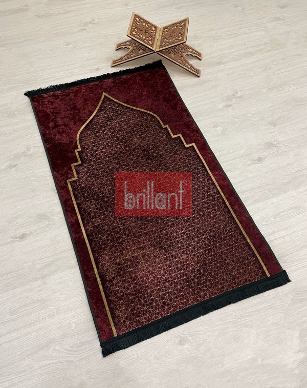 (bordo) Seccade Saçaklı (lateks Taban) 75x125 Ebat - 2