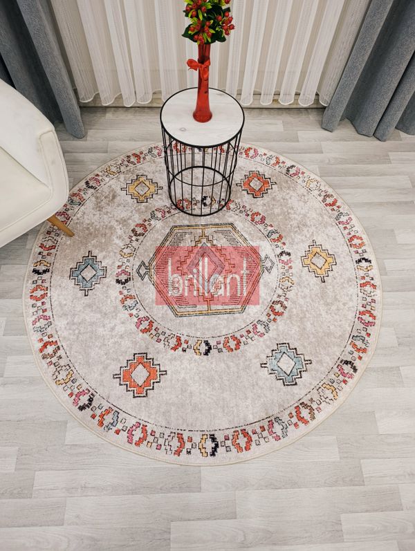 (bej) BEJ Renk Etnik Kilim Desen Kaymaz Taban Halı - 2