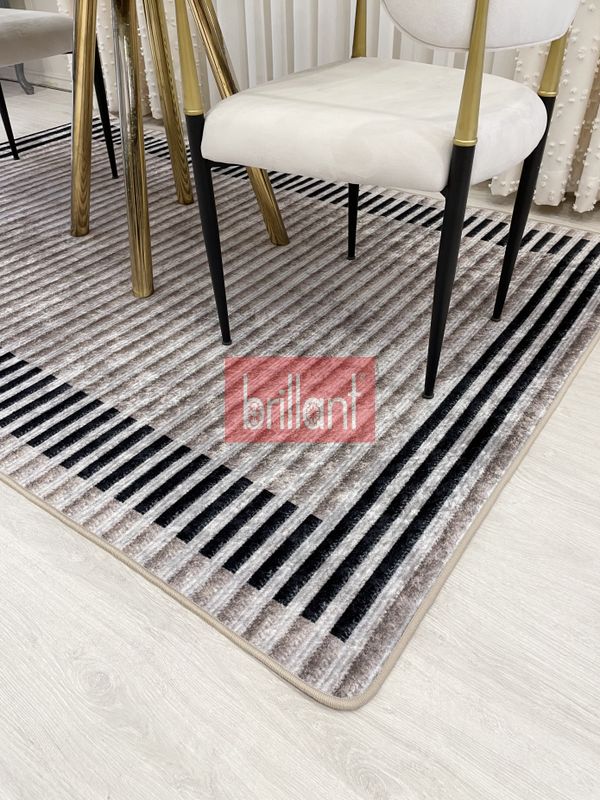 (bej) BEJ Renk Çizgi Desenli Kaymaz Taban Sisal Görünüm Yolluk Halı - 4