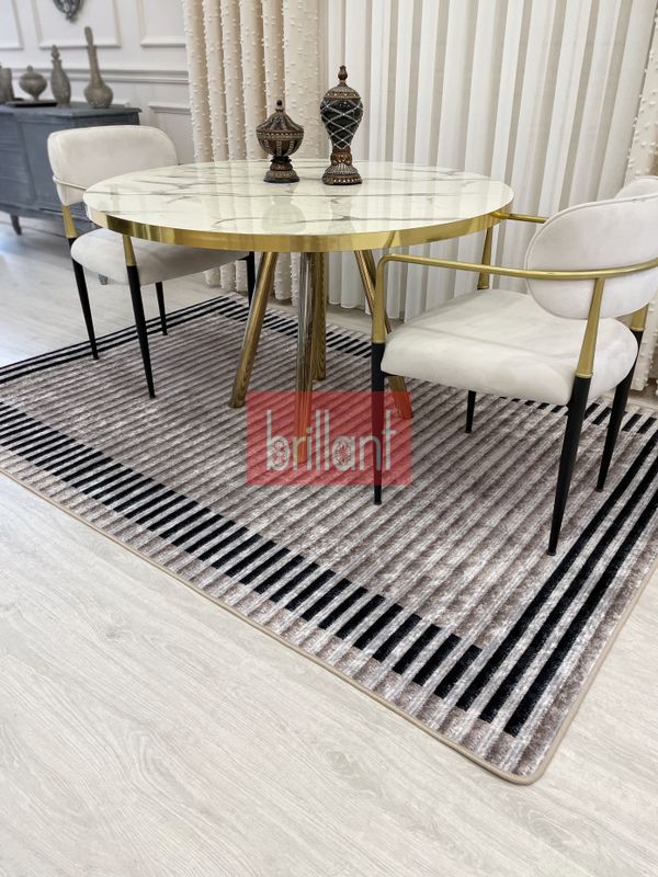 (bej) BEJ Renk Çizgi Desenli Kaymaz Taban Sisal Görünüm Yolluk Halı - 5