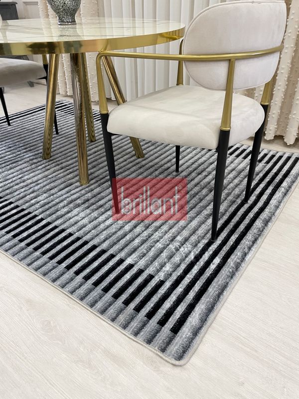 (gri) GRİ Renk Çizgi Desenli Kaymaz Taban Sisal Görünüm Yolluk Halı - 1