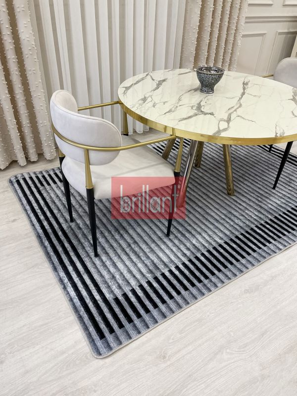 (gri) GRİ Renk Çizgi Desenli Kaymaz Taban Sisal Görünüm Yolluk Halı - 6
