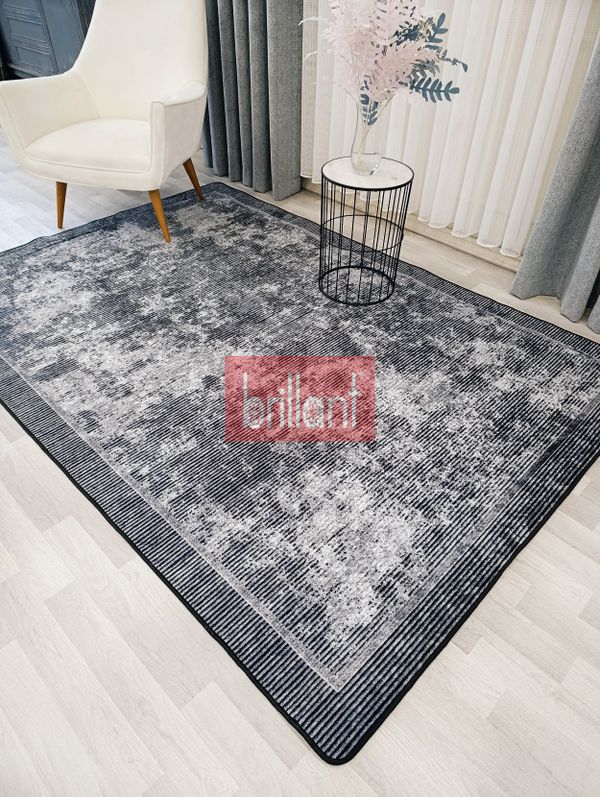 (gri) GRİ Renk Geometrik Desen Kaymaz Taban Yolluk Halı - 2