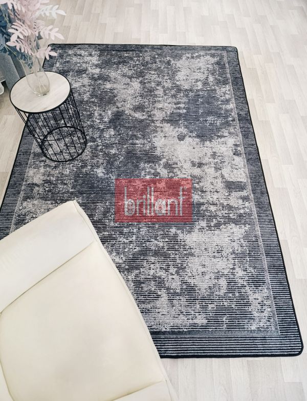 (gri) GRİ Renk Geometrik Desen Kaymaz Taban Yolluk Halı - 3