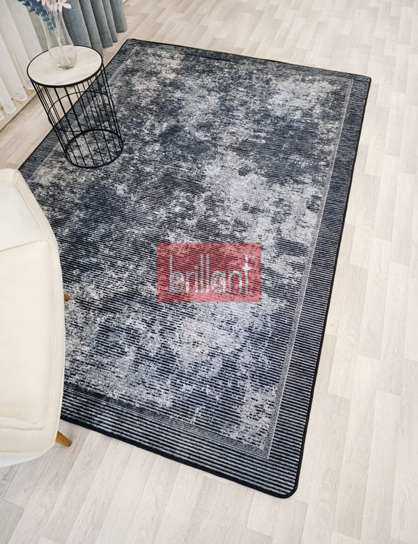 (gri) GRİ Renk Geometrik Desen Kaymaz Taban Yolluk Halı - 5