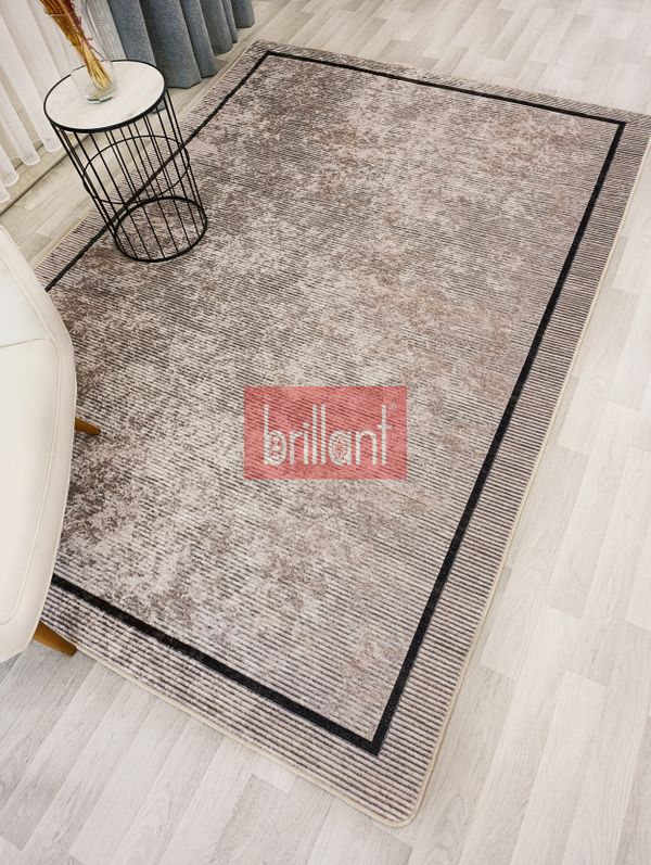(bej) Bej Renk Geometrik Desen Kaymaz Taban Yolluk Halı - 3