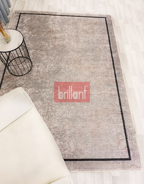 (bej) Bej Renk Geometrik Desen Kaymaz Taban Yolluk Halı - 4