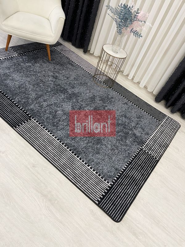 (siyah) GRİ-SİYAH Jüt Sisal Görünüm Kaymaz Taban Yolluk Halı - 4