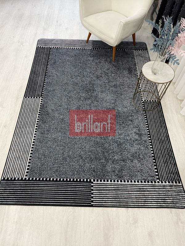 (siyah) GRİ-SİYAH Jüt Sisal Görünüm Kaymaz Taban Yolluk Halı - 5