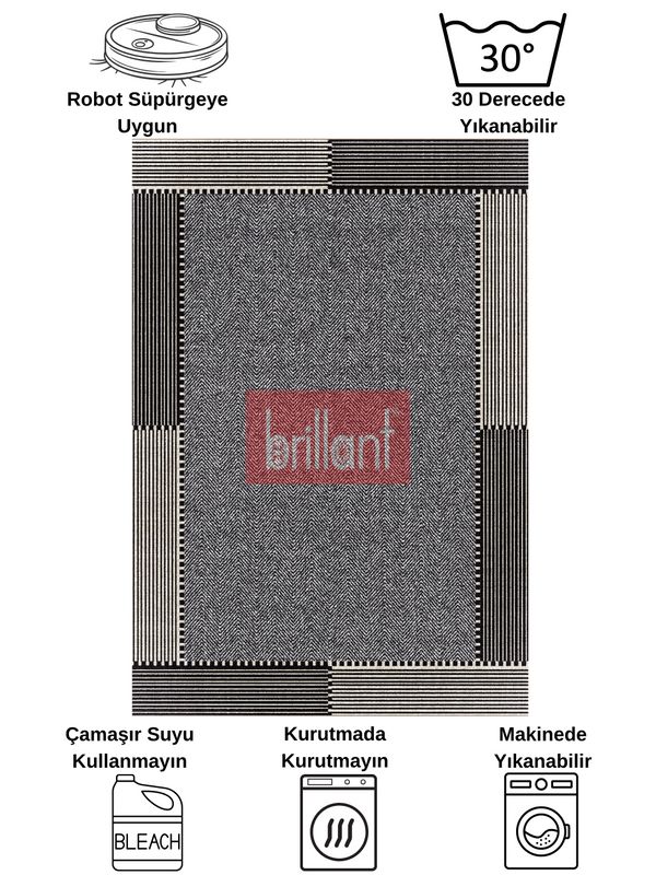 (siyah) GRİ-SİYAH Jüt Sisal Görünüm Kaymaz Taban Yolluk Halı - 8