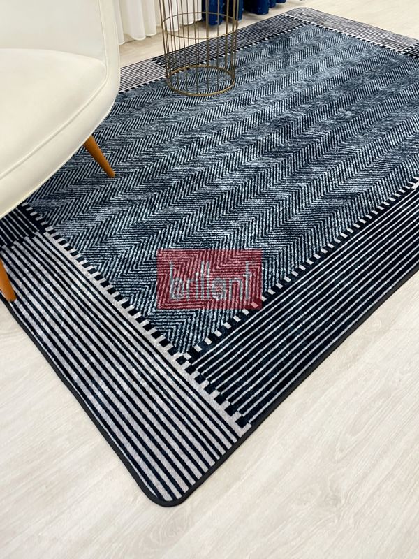 (lacivert) GRİ-LACİVERT Jüt Sisal Görünüm Kaymaz Taban Yolluk Halı - 2