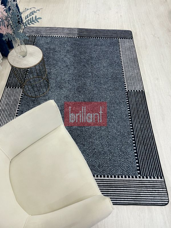 (lacivert) GRİ-LACİVERT Jüt Sisal Görünüm Kaymaz Taban Yolluk Halı - 3