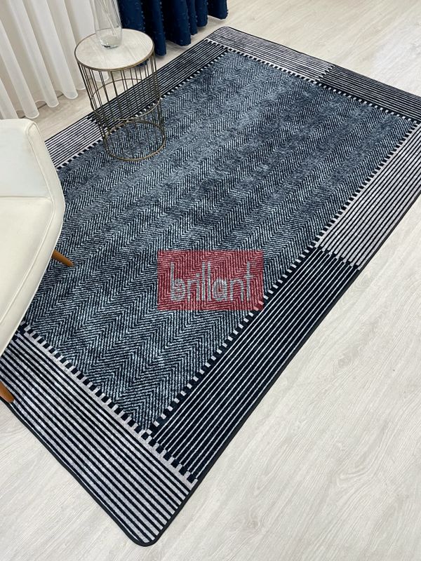 (lacivert) GRİ-LACİVERT Jüt Sisal Görünüm Kaymaz Taban Yolluk Halı - 5