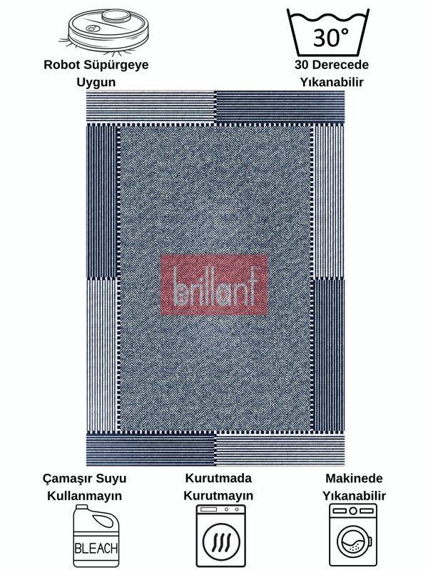 (lacivert) GRİ-LACİVERT Jüt Sisal Görünüm Kaymaz Taban Yolluk Halı - 7